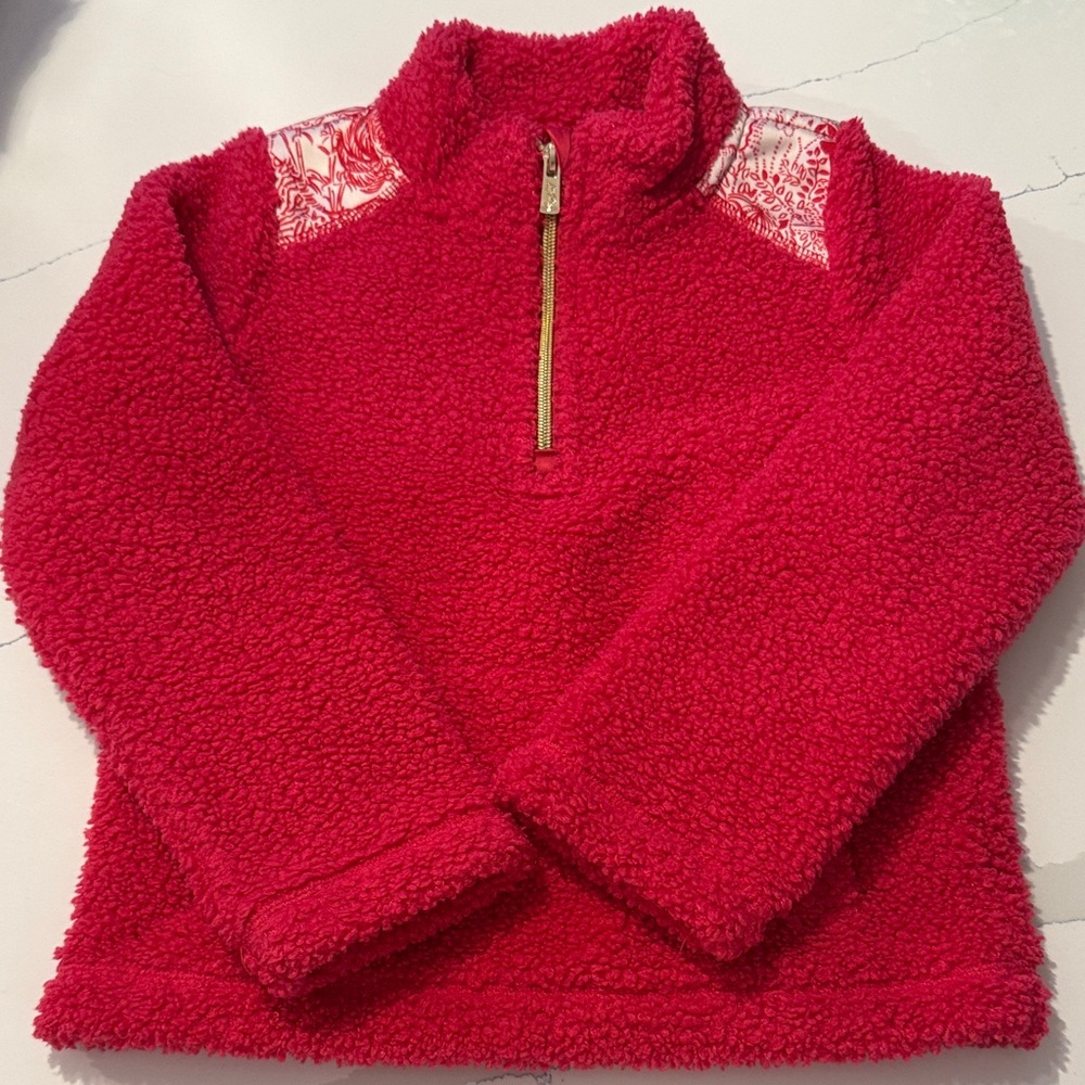 Lilly Pulitzer Mini Wallen Half Zip Cozy Pink Kids Fleece Pullover